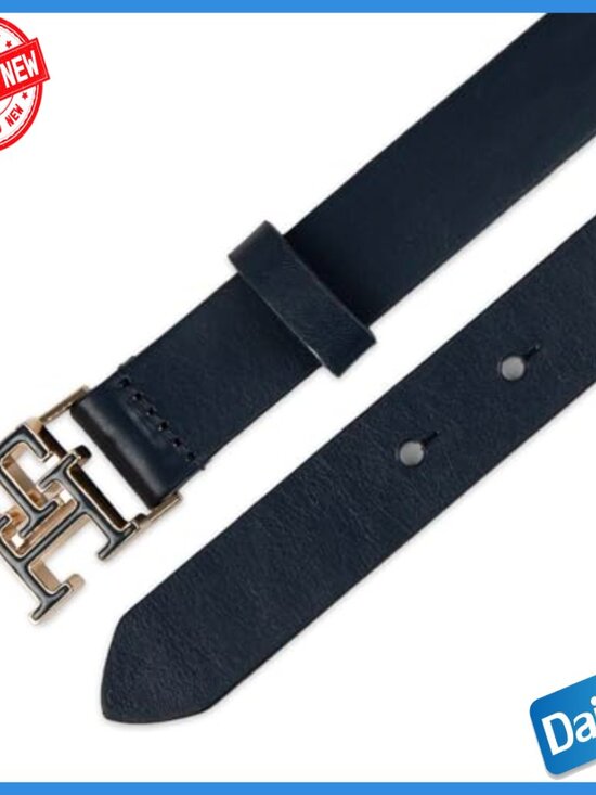 Genuine Leather Skinny Belt with Monogram Buckle Adjustable for Jeans Dresses